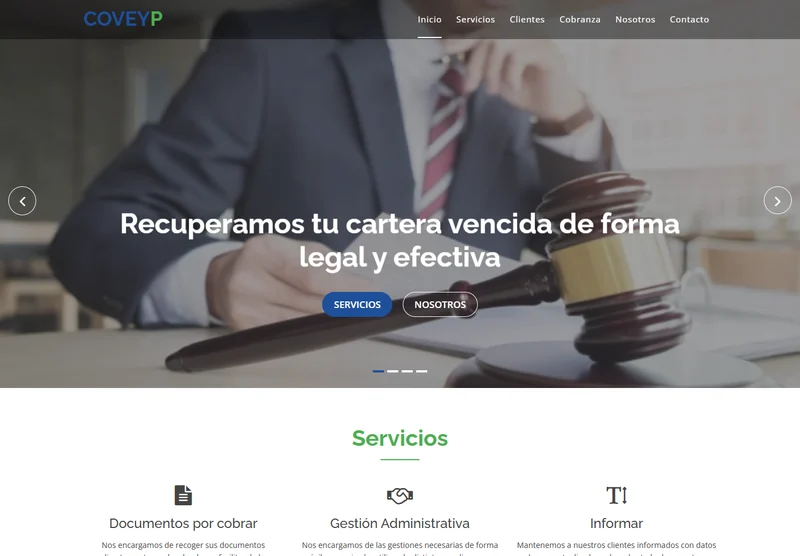 Captura del sitio web de COVEYP